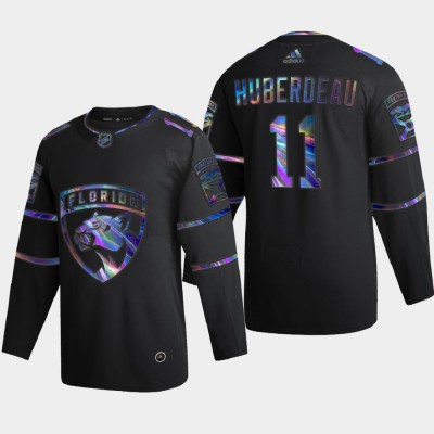 Florida Panthers #11 Jonathan Huberdeau Men's Nike Iridescent Holographic Collection NHL Jersey - Black Men's